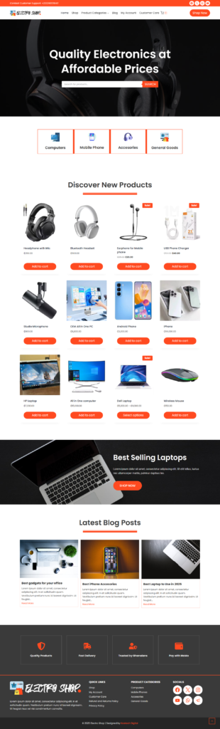 E-commerce Elementor template