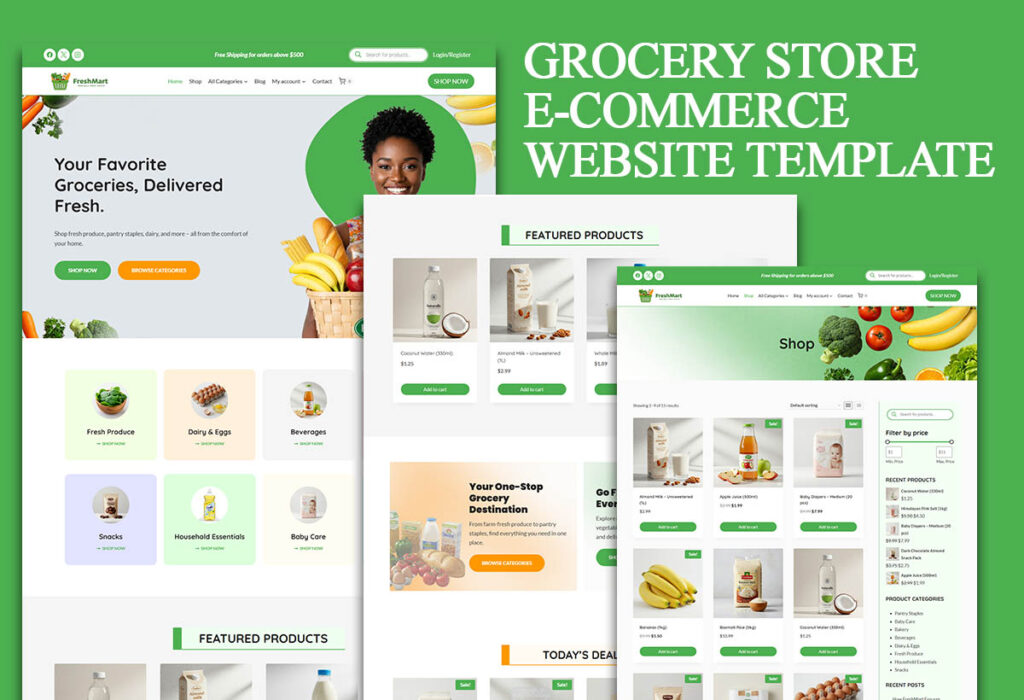 FreshMart – Grocery Store Elementor Template