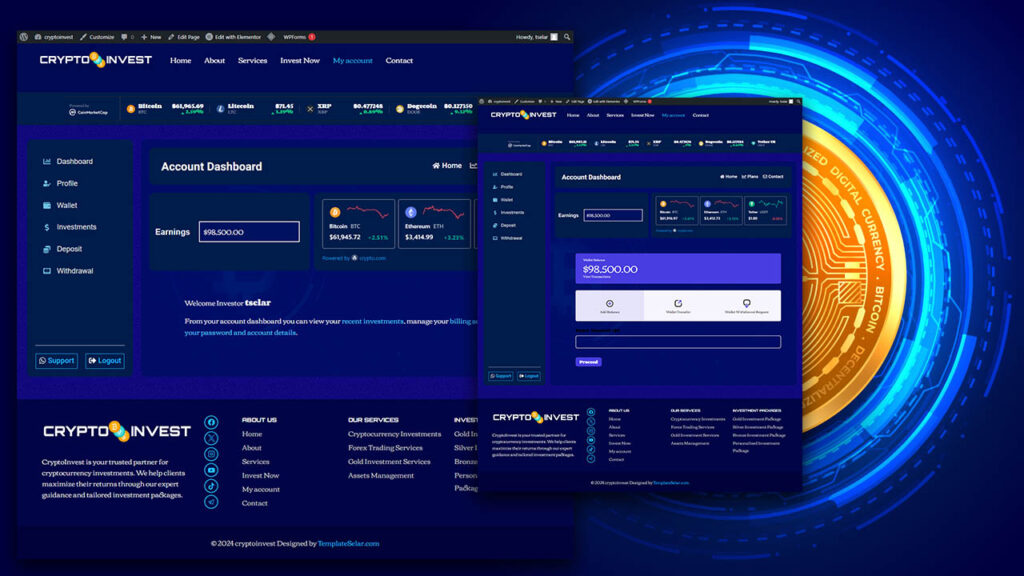Cryptocurrency Elementor template